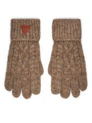 Guess Rękawiczki Damskie AW5211 POL02 Beżowy. Brązowe rękawiczki Guess, z aplikacjami, z dzianiny. Za 199.99 zł.
