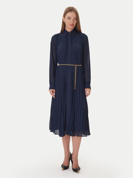 MICHAEL Michael Kors Sukienka koszulowa MF5838A7R3 Granatowy Regular Fit. Niebieskie sukienki MICHAEL Michael Kors, s, bez wzorów, z syntetyku, bez kołnierzyka, bez ramiączek, koszulowe. Za 839.99 zł.