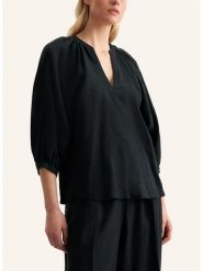 Seidensticker Lniana bluzka w kolorze czarnym rozmiar: 36. Czarne bluzki Seidensticker, bez wzorów, ze lnu, bez kołnierzyka, bez ramiączek. Za 216.22 zł.