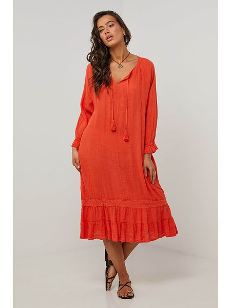 Le Monde du Lin Lniana sukienka w kolorze pomarańczowym rozmiar: 38/40. Pomarańczowe sukienki Le Monde du Lin, na co dzień, bez wzorów, ze lnu, klasyczne, bez kołnierzyka, bez ramiączek, midi, proste. Za 202.50 zł.