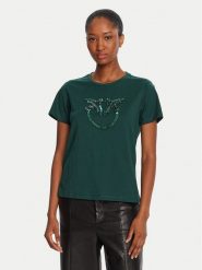 PINKO T-Shirt Quentin 100535 A2RN Zielony Regular Fit. Zielone t-shirty Pinko, xxl, bez wzorów, z bawełny, bez kołnierzyka, bez ramiączek. Za 749.99 zł.