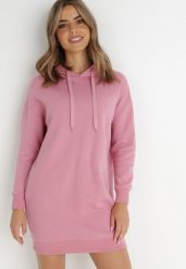 Różowa Bluza Długa z Kapturem Akare. Czerwone bluzy Born2be, m, bez wzorów, z polaru, z kapturem. Za 74.99 zł.