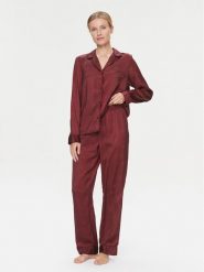 Tommy Hilfiger Piżama UW0UW04830 Bordowy Relaxed Fit. Czerwone piżamy TOMMY HILFIGER, bez wzorów, z syntetyku, bez ramiączek. Za 519.99 zł.