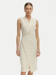 Rinascimento Sukienka koktajlowa CFC0128108003 Beżowy Slim Fit. Brązowe sukienki Rinascimento, xs, bez wzorów, z syntetyku, wizytowe, bez kołnierzyka, bez ramiączek. Za 599.99 zł.