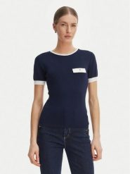 Rinascimento Bluzka CFM0012253003 Granatowy Slim Fit. Niebieskie bluzki Rinascimento, l, bez wzorów, z syntetyku, bez kołnierzyka, bez ramiączek. Za 349.99 zł.