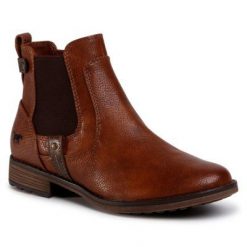Mustang 1265-501 Brązowy. Brązowe botki Mustang, bez wzorów, ze skóry ekologicznej, bez obcasa, bez zapięcia. Za 239.99 zł.
