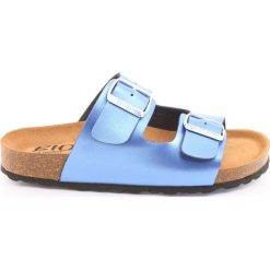 Niebieskie Klapki medyczne BIOX blue. Niebieskie klapki ButyModne, bez wzorów, z materiału, bez obcasa. W wyprzedaży za 139.00 zł.