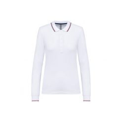 Damska koszulka polo pique z długim rękawem Kariban. Białe bluzki KARIBAN, bez wzorów, bez kołnierzyka, bez ramiączek. Za 140.00 zł.