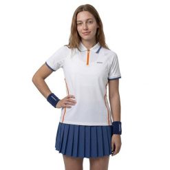 Damska techniczna tenisowa koszulka polo Siroko Player-W White. Białe bluzki SIROKO, l, bez wzorów, z tkaniny, bez kołnierzyka, bez ramiączek. Za 127.00 zł.
