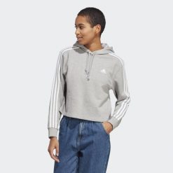 Bluza Kobieta Adidas 3S Ft Cr szary. Białe bluzy Adidas, m, bez wzorów, z materiału, z kapturem. Za 234.25 zł.