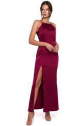 Długa sukienka wieczorowa na wesele błyszcząca halter neck czerwona. Czerwone sukienki Sukienki.shop, na imprezę, s, bez wzorów, z satyny, wizytowe, bez kołnierzyka, bez ramiączek, maxi. Za 319.00 zł.