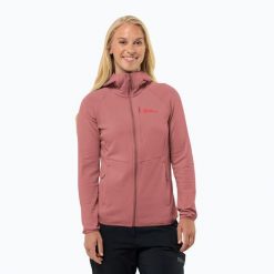 Bluza polarowa damska Jack Wolfskin Kolbenberg Hooded Fz. Czerwone bluzy Jack Wolfskin, bez wzorów, z polaru, bez kaptura. Za 439.99 zł.