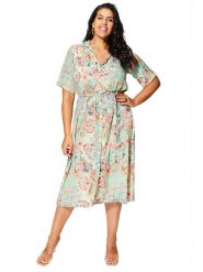 Aller Simplement Sukienka w kolorze turkusowym ze wzorem rozmiar: 42/44. Niebieskie sukienki Aller Simplement, na co dzień, bez wzorów, z tkaniny, bez kołnierzyka, bez ramiączek, midi, proste. Za 78.99 zł.