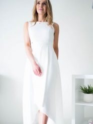 Sukienka Model Jennifer Ecru - Jersa. Sukienki Jersa, na co dzień, plus size, bez wzorów, eleganckie, bez kołnierzyka, plus size, bez ramiączek, maxi, dopasowane. Za 599.65 zł.