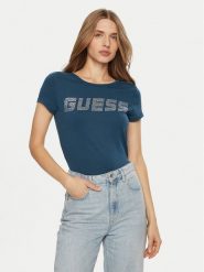 Guess T-Shirt V4BI16 KCIV1 Niebieski Regular Fit. Niebieskie t-shirty Guess, l, z aplikacjami, z bawełny, bez kołnierzyka, bez ramiączek. Za 199.99 zł.