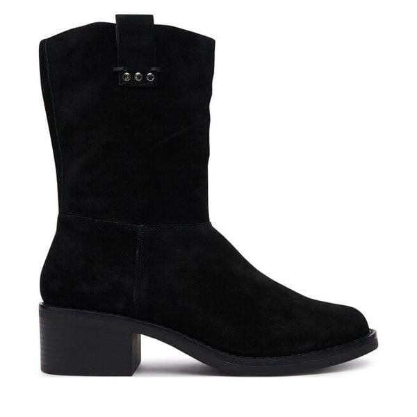 Botki Clarks. Czarne botki Clarks, bez wzorów, bez obcasa, na płaskiej podeszwie, bez zapięcia. Za 479.99 zł.