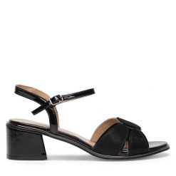 Sandały Lasocki. Czarne sandały Lasocki, bez wzorów, bez obcasa, na słupku, bez zapięcia. Za 229.99 zł.