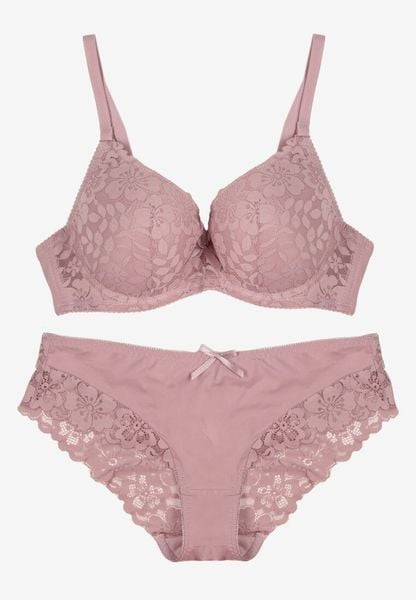 Jasnofioletowy Koronkowy Komplet Majtki Figi i Biustonosz Eziselle. Fioletowe figi Renee, bez wzorów, z jeansu. Za 29.99 zł.