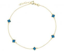 Złota bransoletka z opalami syntetycznymi - koniczyny. Żółte bransoletki Apart, z opalem, złote. Za 859.00 zł.