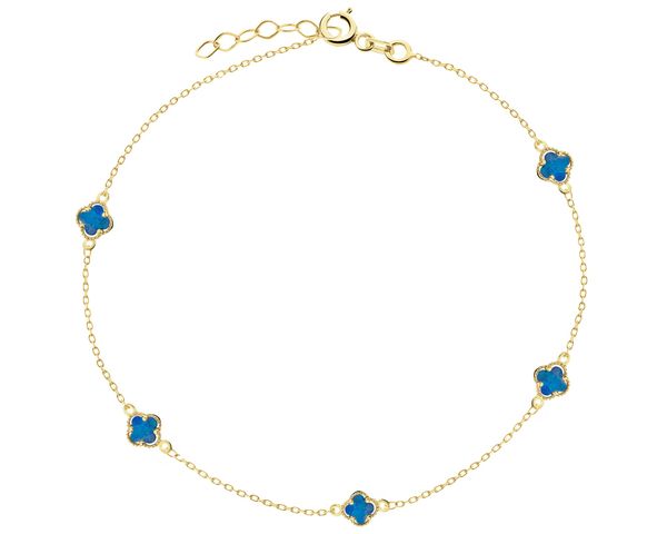 Złota bransoletka z opalami syntetycznymi - koniczyny. Żółte bransoletki Apart, z opalem, złote. Za 859.00 zł.