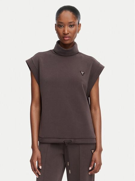 Guess Bluza V6YQ18 K4318 Brązowy Regular Fit. Brązowe bluzy Guess, s, z aplikacjami, z syntetyku, bez kaptura. Za 294.99 zł.