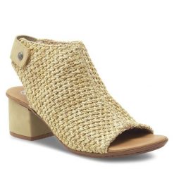 Sandały Rieker. Brązowe sandały Rieker, bez wzorów, bez obcasa, na słupku, bez zapięcia. Za 259.99 zł.