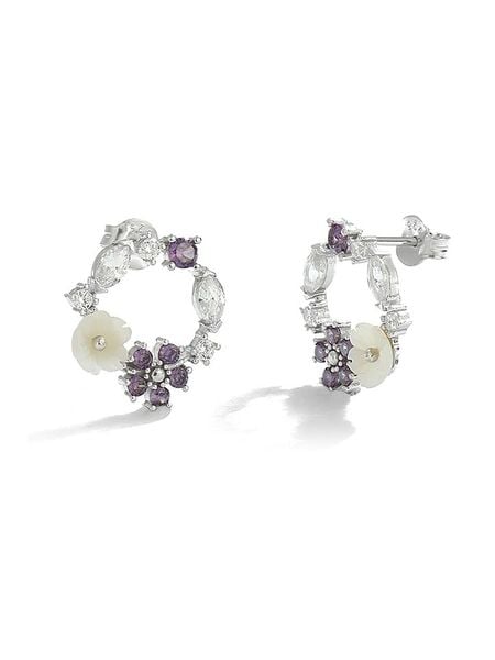 Miu Silver Srebrne kolczyki-wkrętki z cyrkoniami i masą perłową rozmiar: onesize. Różowe kolczyki Miu Silver, z cyrkonią, srebrne. Za 157.35 zł.