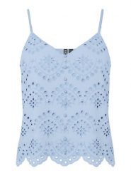 Pieces Top Vilde 17156563 Błękitny Regular Fit. Niebieskie topy Pieces, xs, bez wzorów, z bawełny, bez kołnierzyka, bez ramiączek. Za 69.99 zł.