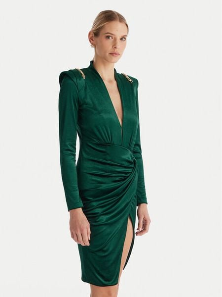 Babylon Sukienka koktajlowa MF204C Zielony Slim Fit. Zielone sukienki Babylon, bez wzorów, z syntetyku, wizytowe, bez kołnierzyka, bez ramiączek. Za 1,559.00 zł.