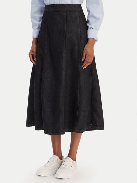 Tommy Hilfiger Spódnica jeansowa WW0WW47730 Granatowy Regular Fit. Niebieskie spódnice TOMMY HILFIGER, bez wzorów, z jeansu. Za 649.99 zł.