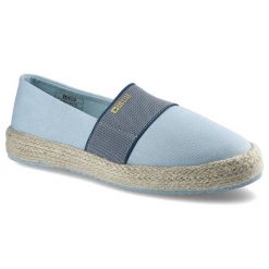 Espadryle damskie Big Star, wsuwany fason cholewka tekstylna niska cholewka przed kostkę elastyczna guma dopasowująca pleciona podeszwa typu espadryl. Niebieskie espadryle Big Star, bez wzorów, z gumy, bez obcasa, na płaskiej podeszwie, bez zapięcia. Za 89.99 zł.
