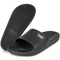 Klapki basenowe Aqua Speed Ohio. Czarne klapki Aqua-Speed, bez wzorów, bez obcasa. Za 59.99 zł.