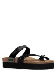 Sunbay Japonki "Acheron" w kolorze czarnym rozmiar: 38. Czarne klapki Sunbay, bez wzorów, z otwartym noskiem, bez obcasa, na platformie. Za 149.95 zł.