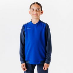 Bluza do piłki nożnej Kipsta Essential Club. Niebieskie bluzy KIPRUN, bez wzorów, z elastanu, bez kaptura. Za 49.99 zł.