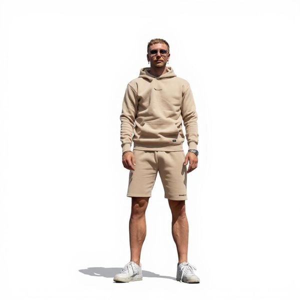 Bluza z kapturem Home Wear – kolor piaskowy. Brązowe bluzy HOME DELUXE, l, bez wzorów, z bawełny, z kapturem. Za 168.00 zł.