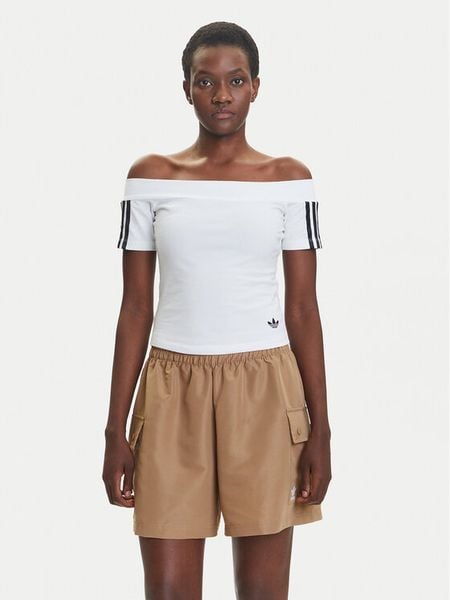 Adidas Bluzka adicolor Bandeau JV9741 Biały Slim Fit. Białe bluzki Adidas, s, bez wzorów, z bawełny, bez kołnierzyka, bez ramiączek. Za 81.99 zł.