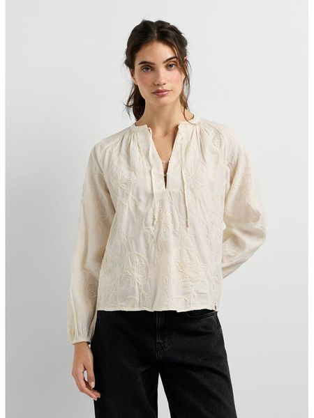 Pepe Jeans Bluzka "Frida" w kolorze kremowym rozmiar: M. Brązowe bluzki Pepe Jeans, m, bez wzorów, z bawełny, bez kołnierzyka, bez ramiączek. Za 206.78 zł.