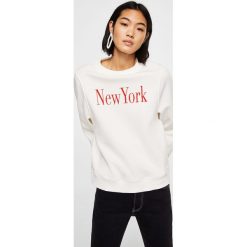 Mango - Bluza NewYork. Szare bluzy sportowe Mango, l, z nadrukiem, z bawełny, bez kaptura. W wyprzedaży za 59.90 zł.