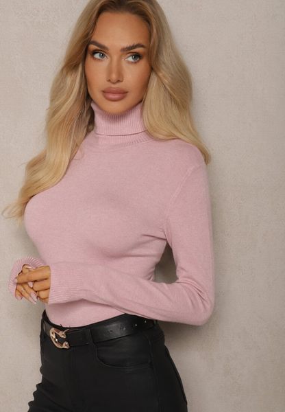 Różowy Golf Dopasowany Ungase. Czerwone golfy Renee, m, bez wzorów, z jeansu, bez ramiączek. Za 44.99 zł.