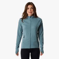 Bluza turystyka damska Swedemount Ultra Light Tech Midlayer Hood szybkoschnąca. Niebieskie bluzy SWEDEMOUNT, bez wzorów, bez kaptura. W wyprzedaży za 222.00 zł.