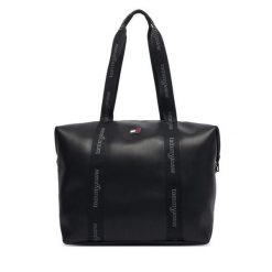 Torebka Tommy Jeans. Czarne shopper Tommy Jeans, bez wzorów, z jeansu, bez dodatków. Za 449.99 zł.