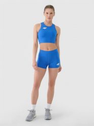 4F Legginsy krótkie treningowe damskie - niebieskie XS. Niebieskie legginsy 4f, s, bez wzorów, z dzianiny, krótkie. Za 89.99 zł.