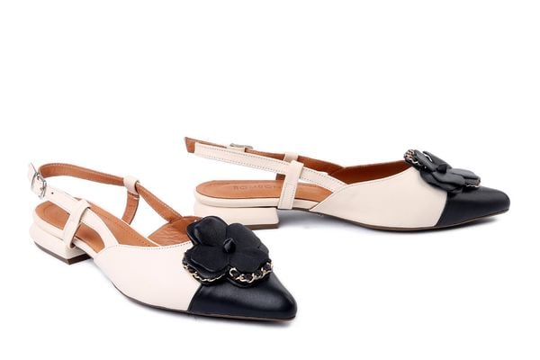 BOMBONELLA 10152343 beige-black, czółenka damskie. Brązowe baleriny Bombonella, bez wzorów, ze skóry, bez obcasa, na obcasie. Za 344.90 zł.