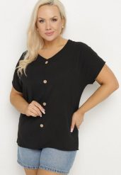 Czarna Bluzka Ozdobiona Guziczkami z Przodu Mepiana. Czarne bluzki Born2be, xl, bez wzorów, z jeansu, eleganckie, bez kołnierzyka, bez ramiączek. W wyprzedaży za 50.99 zł.