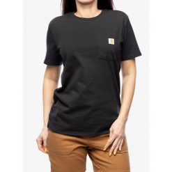 Koszulka bawełniana damska Carhartt Workwear Pocket S/S T-Shirt. Czarne koszulki sportowe Carhartt, bez wzorów, z bawełny, bez ramiączek. Za 96.99 zł.