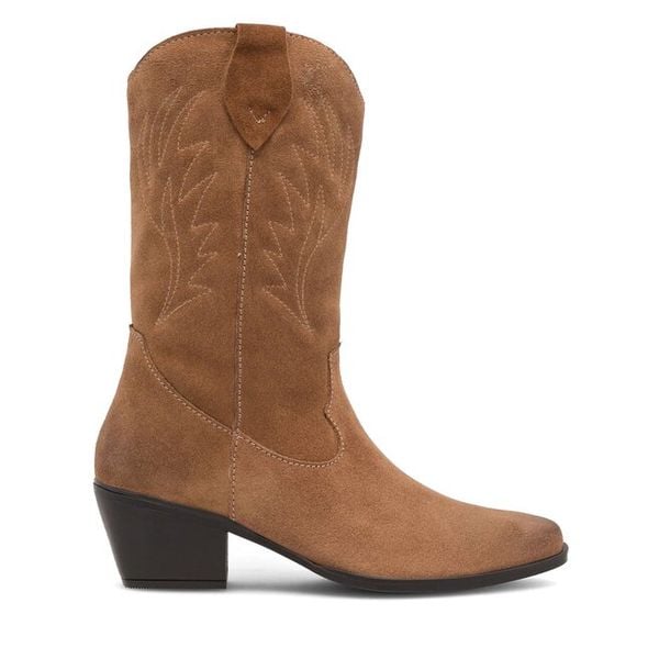 Kozaki Lasocki. Brązowe kozaki Lasocki, bez obcasa, na słupku, bez zapięcia. Za 299.99 zł.