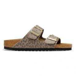 BIRKENSTOCK Arizona SYN Leo Gray Taupe Klapki damskie. Szare klapki Birkenstock, bez wzorów, bez obcasa. Za 399.99 zł.