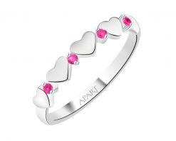 Pierścionek srebrny z cyrkoniami - serca. Szare pierścionki Apart, z cyrkonią, srebrne. Za 169.00 zł.