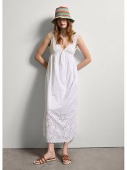 STEFANEL Sukienka w kolorze białym rozmiar: M. Białe sukienki Stefanel, m, bez wzorów, z bawełny, bez kołnierzyka, bez ramiączek, maxi. Za 295.99 zł.