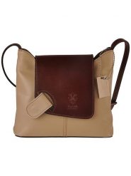 Florence Bags Skórzana torebka "Sabu" w kolorze beżowo-brązowym - 23 x 20 x 6 cm rozmiar: onesize. Brązowe torby na ramię Florence Bags, bez wzorów, z materiału, na ramię, bez dodatków. Za 173.99 zł.